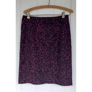 BANANA REPUBLIC Women's Purple Leopard Print Skirt - Size 6